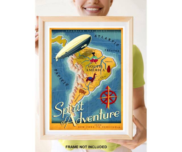 Reprint Of A Vintage 1930S Travel Poster - Spirit Adventure - South America By Airship - image 1
