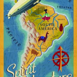Reprint Of A Vintage 1930S Travel Poster - Spirit Adventure - South America By Airship - thumbnail 3
