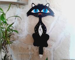Pendulum Clock Daisy, Cat Clock, Tail Swinging Every Second