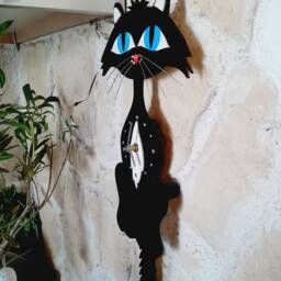 Pendulum Clock Daisy, Cat Clock, Tail Swinging Every Second - thumbnail 2