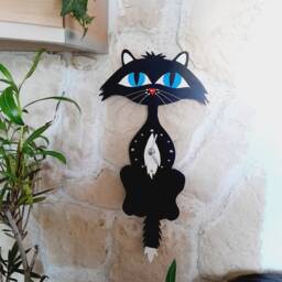 Pendulum Clock Daisy, Cat Clock, Tail Swinging Every Second - thumbnail 3