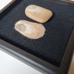 Handwoven Tapestry Wall Art Beach Rock Reflection in Frame - thumbnail 2
