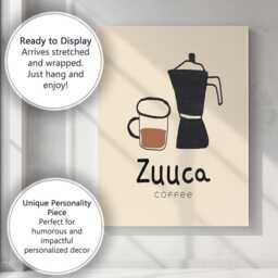 Minimalist Coffee Moka Pot Mug Kitchen Illustration Canvas Wall Art Print Decor Picture Ready To Hang - thumbnail 3