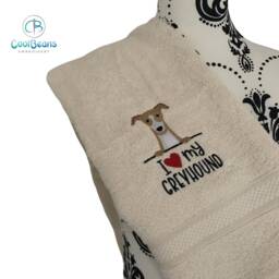 Greyhound Dog Towel - Personalised Face Cloth/Hand Bath Embroidered - thumbnail 3