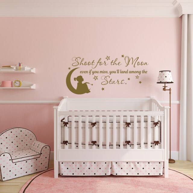 Shoot For The Moon Nursery Wall Decal Girl's Room Decor Lw87 - image 1