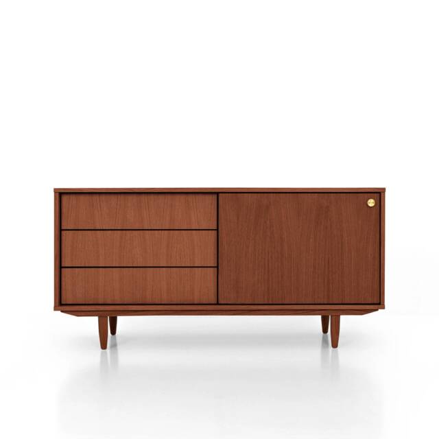 Mid-Century Sideboard, Dresser, Commode, Credenza Made Of Oak Vaneer - Teak Colour Livlo T-S11 - image 1