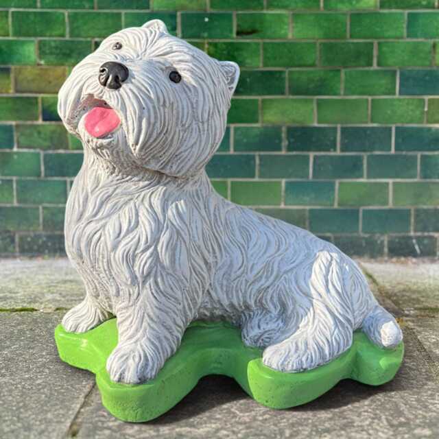 Concrete West Highland Terrier Statue Handmade Westie Dog Sculpture Outdoor Pet Ornament Stone Memorial Decor Lawn Figurine Dog Art Gift - image 1