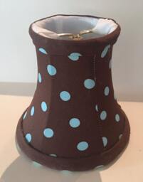 Set Of 4 Hand Made Shades, Brown Fabric With Turquoise Polka Dots Chandelier Clip-On Mini Shades Softback Shades Lined Inside