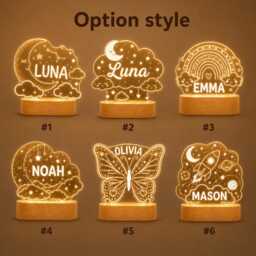 Personalized Night Light With Name Kids Room Decor, Kid Bedroom Light, Led Lamp For Boys Girls, Nursery Newborn Gift - thumbnail 3