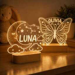 Personalized Night Light With Name Kids Room Decor, Kid Bedroom Light, Led Lamp For Boys Girls, Nursery Newborn Gift - thumbnail 1