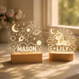 Personalized Night Light With Name Kids Room Decor, Kid Bedroom Light, Led Lamp For Boys Girls, Nursery Newborn Gift - thumbnail 4