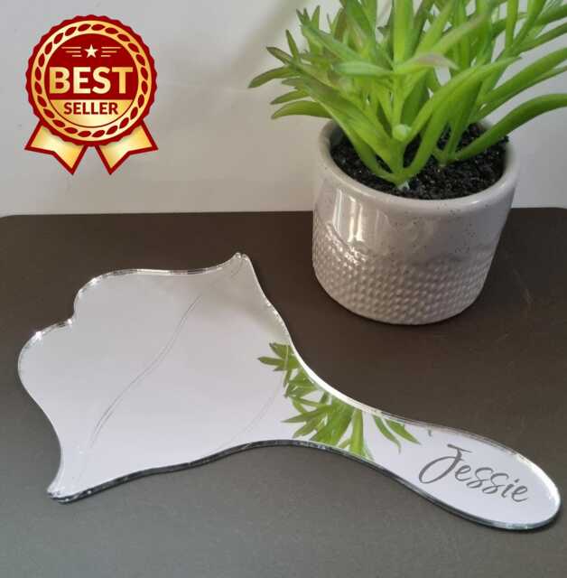 Lips Shaped Mirrored Hand Held Mirror - Many Sizes & Colours - Bespoke Items Made - image 1