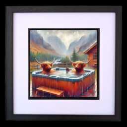 Highland Cow Print Scottish Staycation Wall Art, Framed 12x12 - thumbnail 2