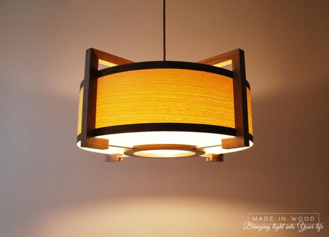 Pendant Lamp From Walnut & Ash Veneer. Modern Ceiling Light. Living Room - image 1
