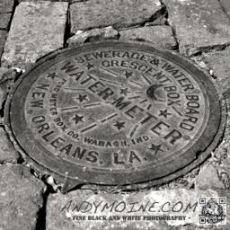 New Orleans Water Meter Throw Pillow, Black & White Nola Decor, Photo, & Photography By Andy Moine - thumbnail 2