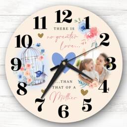 Mother Love Blue Bird Cage Photo Birthday Mother's Day Gift Personalised Clock - thumbnail 1