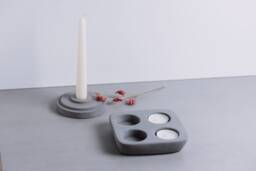 Handmade Concrete Tea Light Holder Modern Candle Tray - thumbnail 1