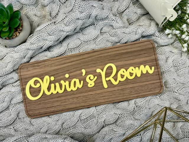 Nursery Name Sign Bedroom Door - Kids Wall Decal Wood For Accessories Baby Plaque D??cor - image 1