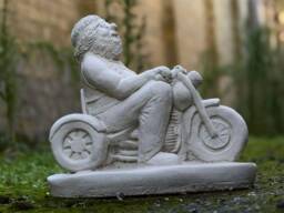 Concrete Biker Garden Statue Motorcycle Man Lover Decoration Outdoor Sculpture Cement & Home Ornament Handcrafted - thumbnail 1