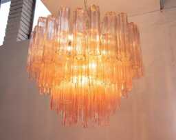 Italian Chandelier Murano ??80 cm - Pink Art Glass Hand-Blown Italy Mid-Century Modern