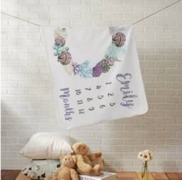 Girl Milestone Blanket, Baby Monthly Month Mermaid Shower Gift, Gift - thumbnail 4