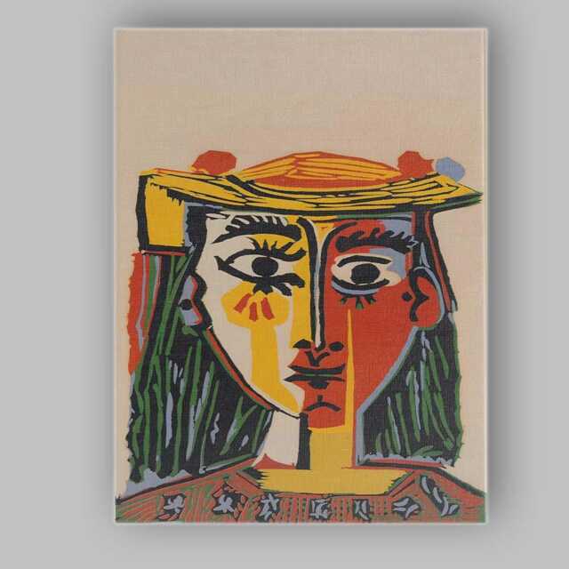 Bold Cubist Portrait in Warm Red Yellow Tones Canvas Wall Art Print Decor Picture Ready To Hang - image 1