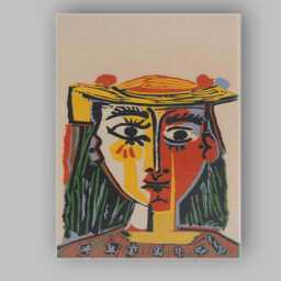 Bold Cubist Portrait in Warm Red Yellow Tones Canvas Wall Art Print Decor Picture Ready To Hang - thumbnail 1