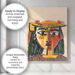 Bold Cubist Portrait in Warm Red Yellow Tones Canvas Wall Art Print Decor Picture Ready To Hang - thumbnail 3