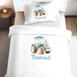 Personalised Tractor Duvet Cover Set With Soft Pillowcase, Little Farmers Microfiber Bedding Optional Basket - thumbnail 3