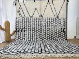 Moroccan Rug 7x9.5 Ft , Rugs For Living Room Checkered Beni Ourain Handmade Berber Wool Area Rugs Bedroom, Boho - thumbnail 1
