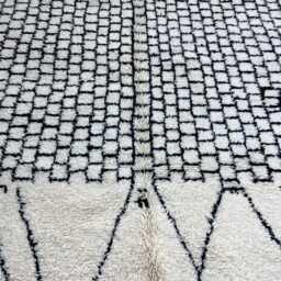 Moroccan Rug 7x9.5 Ft , Rugs For Living Room Checkered Beni Ourain Handmade Berber Wool Area Rugs Bedroom, Boho - thumbnail 2