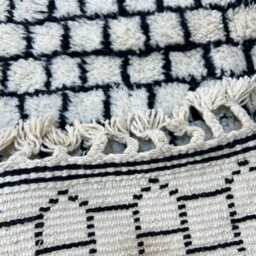 Moroccan Rug 7x9.5 Ft , Rugs For Living Room Checkered Beni Ourain Handmade Berber Wool Area Rugs Bedroom, Boho - thumbnail 3
