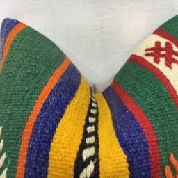 Vintage Turkish Kilim Pillow Cover, Handwoven Bohemian Accent - 16x16 - thumbnail 2
