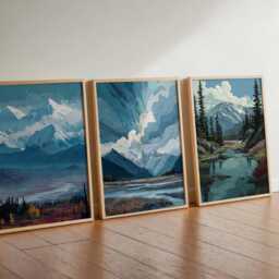Set Of 3 Alaska Posters, Usa Wall Art Prints, Travel Poster Set, Scenic Mountain Nature Posters - thumbnail 2
