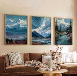Set Of 3 Alaska Posters, Usa Wall Art Prints, Travel Poster Set, Scenic Mountain Nature Posters - thumbnail 1