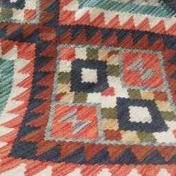 Afghan Kilim Rug, Handmade Artisan Multicolour Turkish Persian Navajo Moroccan Bohemian Flatweave, Natural Wool Dhurrie Rug 112x85 cm - thumbnail 4