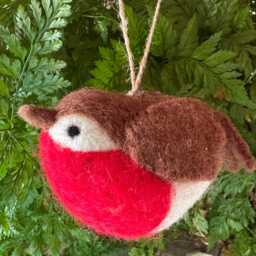 Felt Christmas Ornament, Robin Decoration. Home Accent. Handmade in Nepal - thumbnail 2