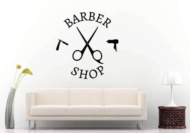 Barber Shop Hair Salon Beauty Haircut Style Fashion Razor Scissors Blow Dryer Wall Sticker Decal Vinyl Mural Decor Art L2271 - image 1