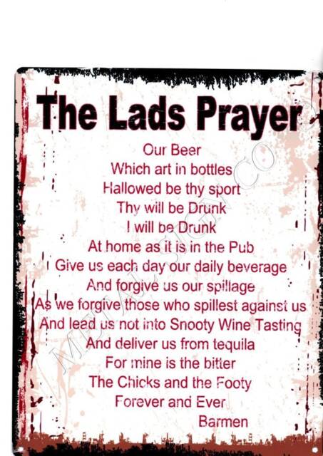 The Lad's Prayer Metal Wall Sign Retro Pub Shed Decor