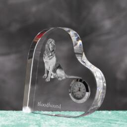 Bloodhound - Crystal Clock in The Shape Of A Heart With Image Pure-Bred Dog - thumbnail 2