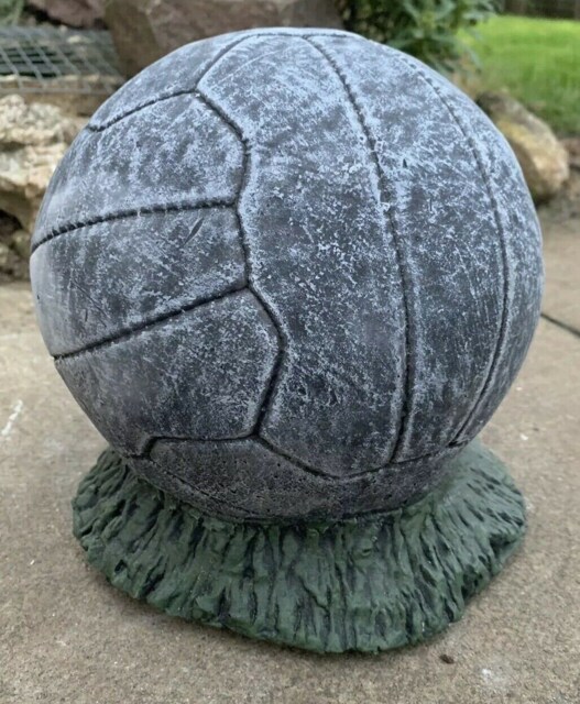 Stone Garden Life Size Football On Grass Statue Painted Detailed Ornament Gift - image 1