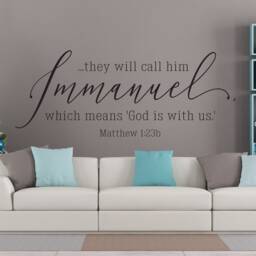 "Vinyl Wall Art Decal - Matthew 123 ""They Will Call Him Immanuel, Which Means ""God Is With Us.'" - thumbnail 2
