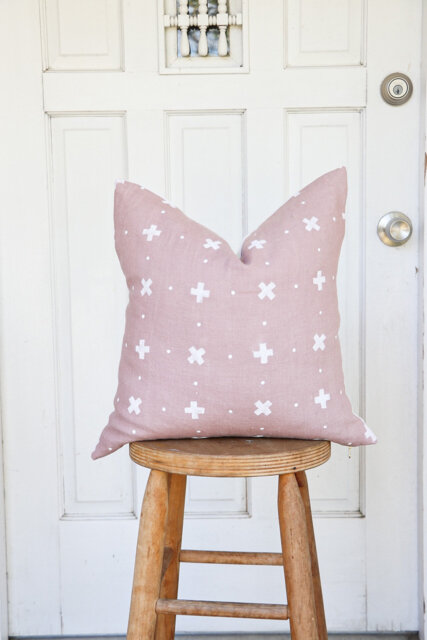 Blush Linen Pillow Cover Throw Boho Chic Home Decor Hand Made Goods Block Printed Bohemian - image 1