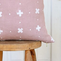 Blush Linen Pillow Cover Throw Boho Chic Home Decor Hand Made Goods Block Printed Bohemian - thumbnail 3