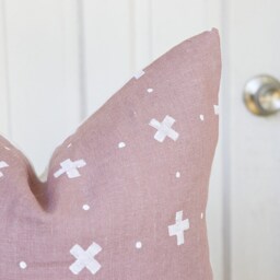 Blush Linen Pillow Cover Throw Boho Chic Home Decor Hand Made Goods Block Printed Bohemian - thumbnail 2