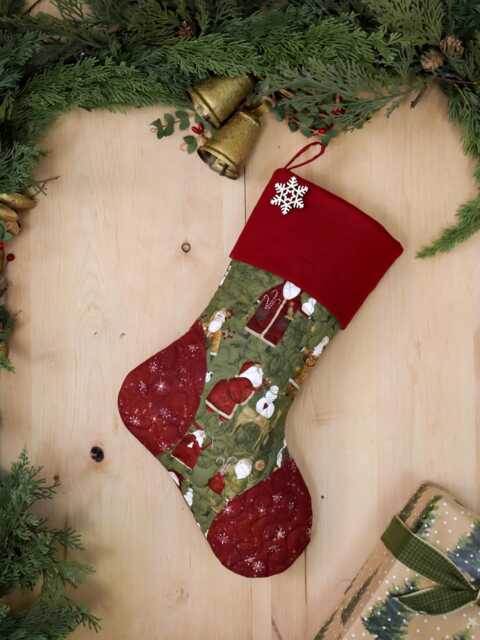 Quilted Christmas Stocking, Embroidery Option, Farmhouse Decor - image 1
