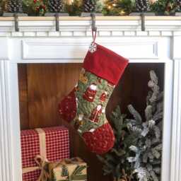 Quilted Christmas Stocking, Embroidery Option, Farmhouse Decor - thumbnail 4