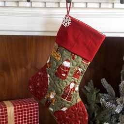Quilted Christmas Stocking, Embroidery Option, Farmhouse Decor - thumbnail 2