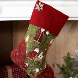 Quilted Christmas Stocking, Embroidery Option, Farmhouse Decor - thumbnail 3
