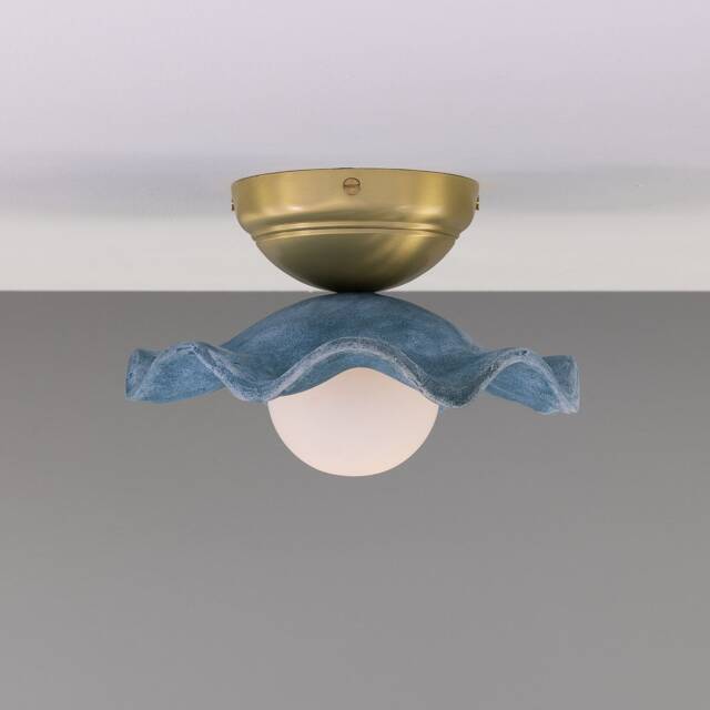 Rivale Ceiling Light With Wavy Ceramic Shade, Blue Earth 8.25 - image 1